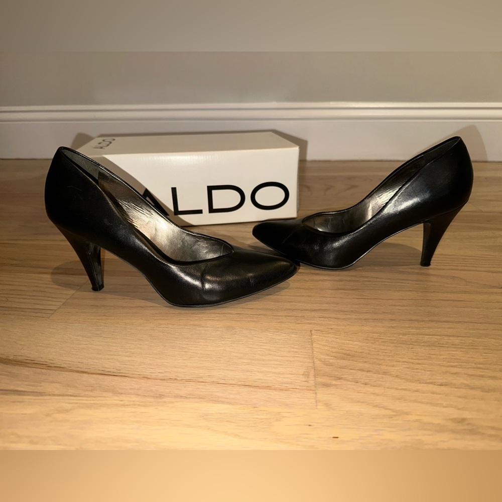 Aldo Black Leather Heels Loughrey-97 Size 36B